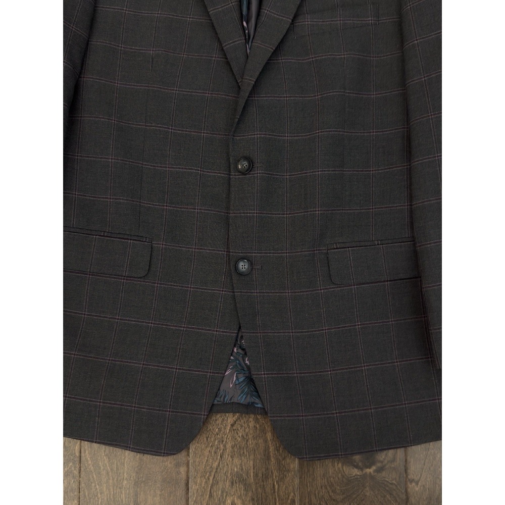 Sean‎ John Mens Suit Jacket Size 42R Gray Windowpane Stretch Blazer Two Button - Picture 5 of 9